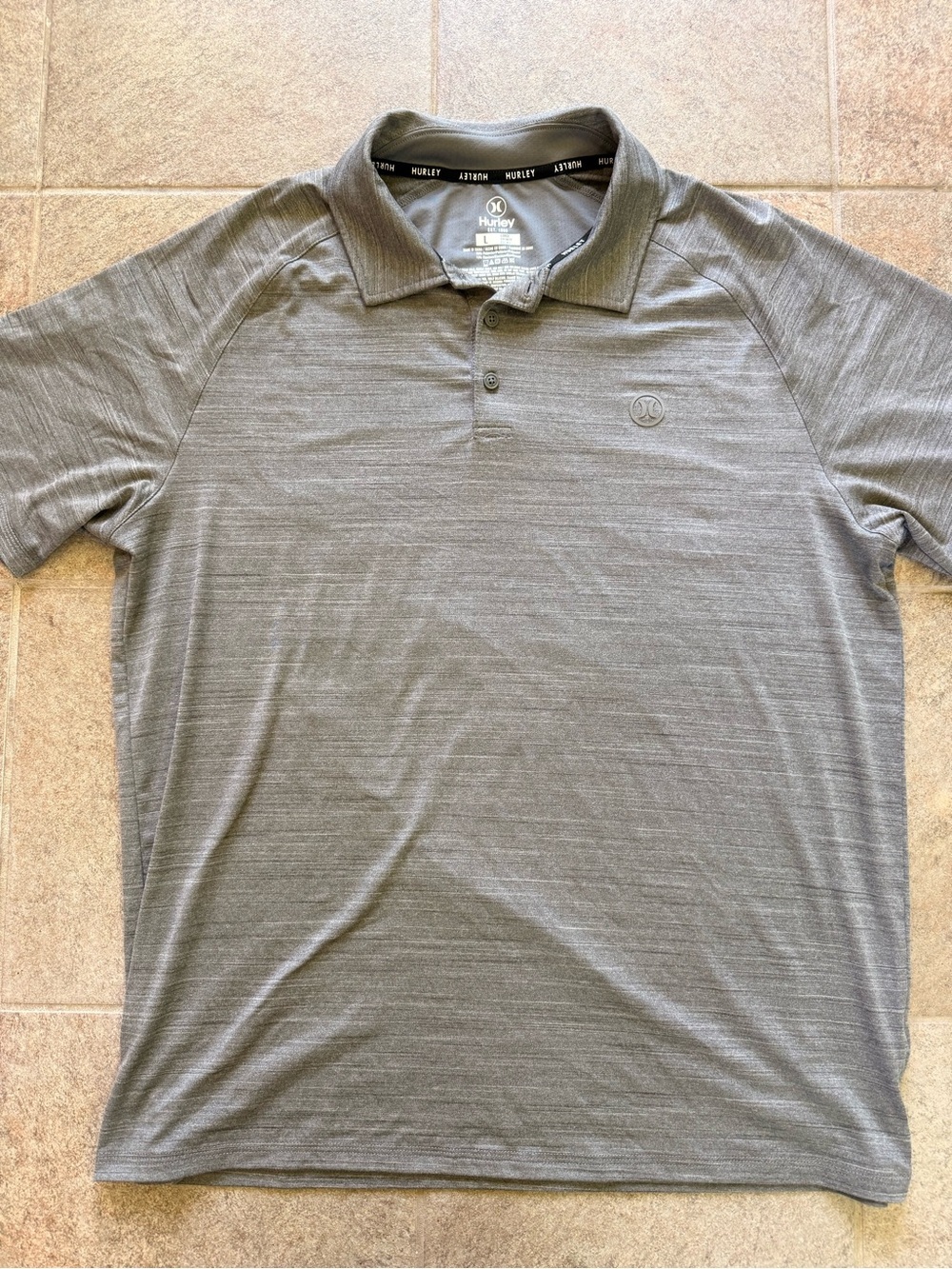Hurley Men's Heather Gray Polo Shirt with Subtle Logo